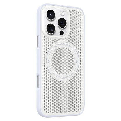 For iPhone 16 Pro Max Ice Feeling Cooling Magnetic Shockproof Phone Case - White - EDA009845701C