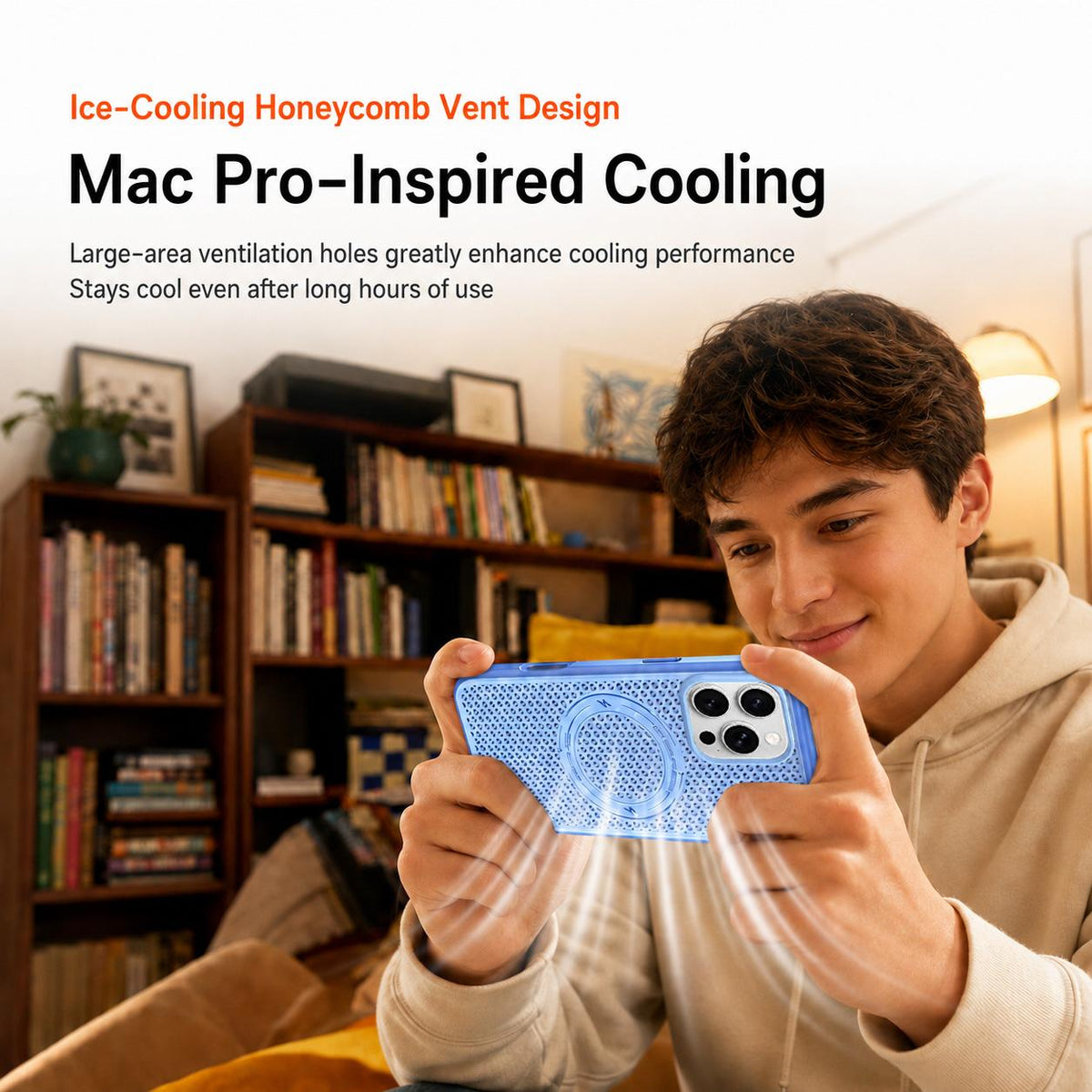For iPhone 16 Pro Max Ice Feeling Cooling Magnetic Shockproof Phone Case - Blue - EDA009845701E