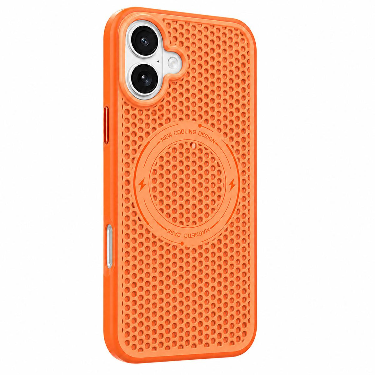 For iPhone 16 Ice Feeling Cooling Magnetic Shockproof Phone Case - Orange - EDA009845703A