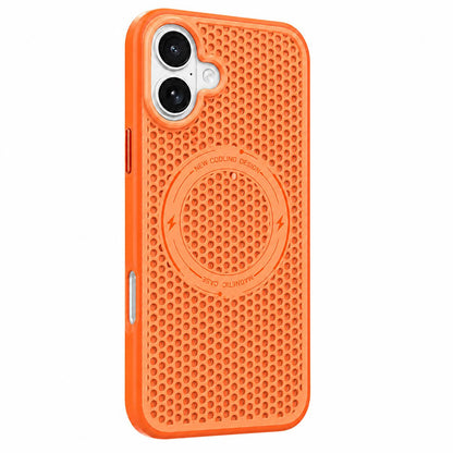 For iPhone 16 Ice Feeling Cooling Magnetic Shockproof Phone Case - Orange - EDA009845703A