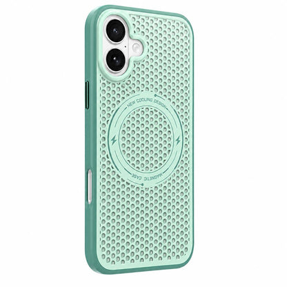 For iPhone 16 Ice Feeling Cooling Magnetic Shockproof Phone Case - Mint Green - EDA009845703B