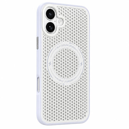 For iPhone 16 Ice Feeling Cooling Magnetic Shockproof Phone Case - White - EDA009845703C