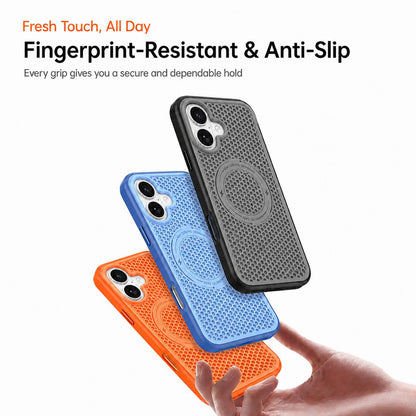 For iPhone 16 Ice Feeling Cooling Magnetic Shockproof Phone Case - White - EDA009845703C