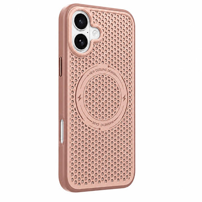 For iPhone 16 Ice Feeling Cooling Magnetic Shockproof Phone Case - Brown - EDA009845703F