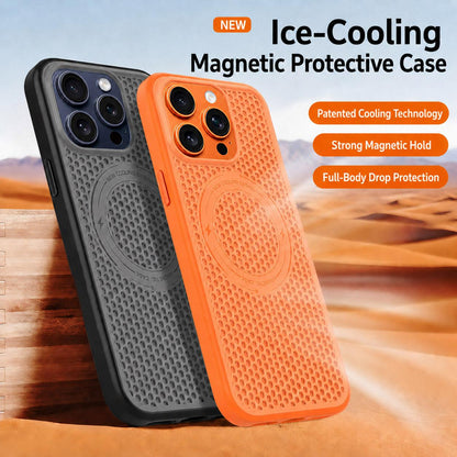 For iPhone 15 Pro Ice Feeling Cooling Magnetic Shockproof Phone Case - White - EDA009845705C