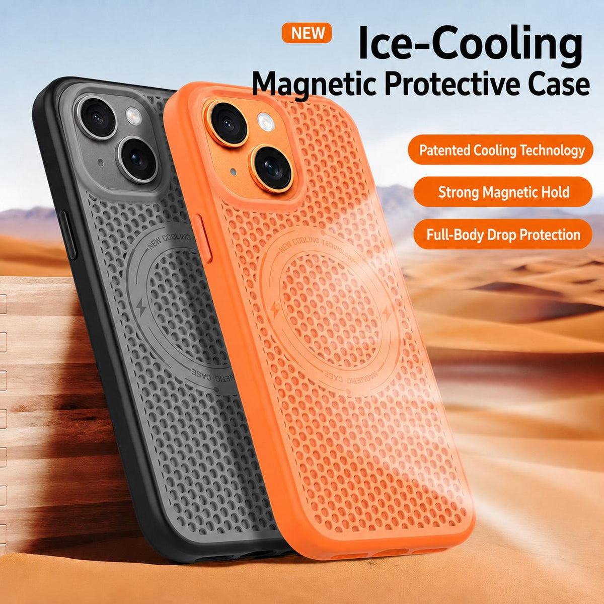 For iPhone 14 Ice Feeling Cooling Magnetic Shockproof Phone Case - White - EDA009845707C
