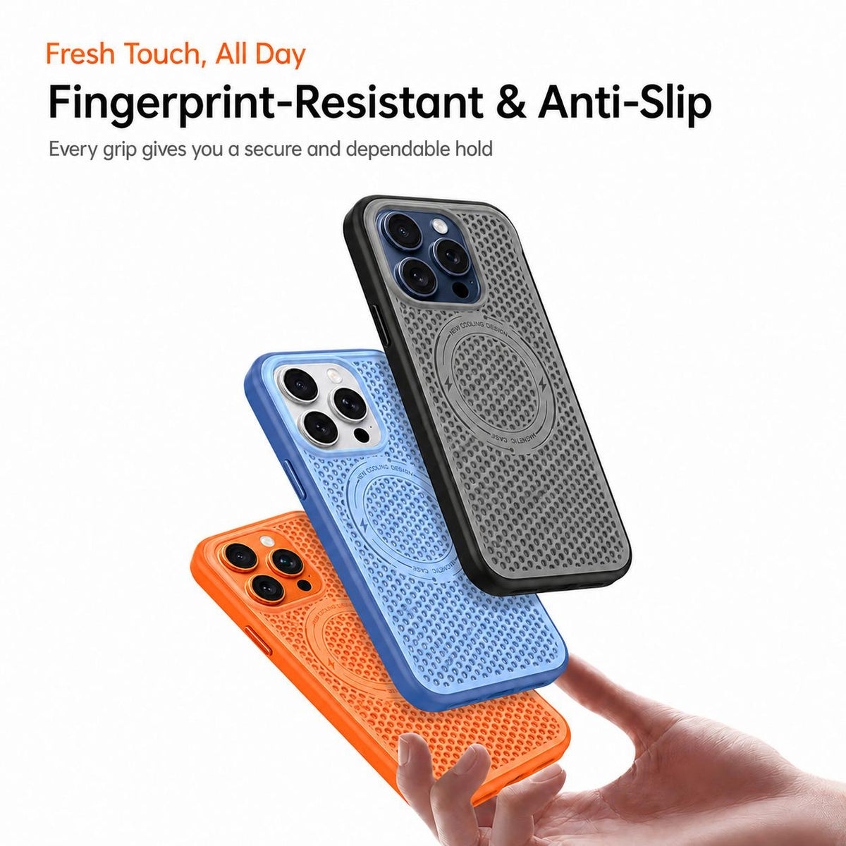 For iPhone 14 Pro Ice Feeling Cooling Magnetic Shockproof Phone Case - Grey - EDA009845708D