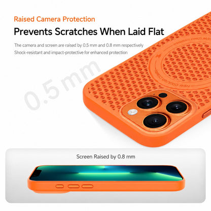For iPhone 13 Pro Max Ice Feeling Cooling Magnetic Shockproof Phone Case - White - EDA009845710C