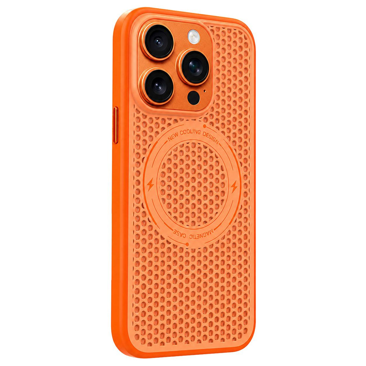 For iPhone 12 Pro Max Ice Feeling Cooling Magnetic Shockproof Phone Case - Orange - EDA009845713A
