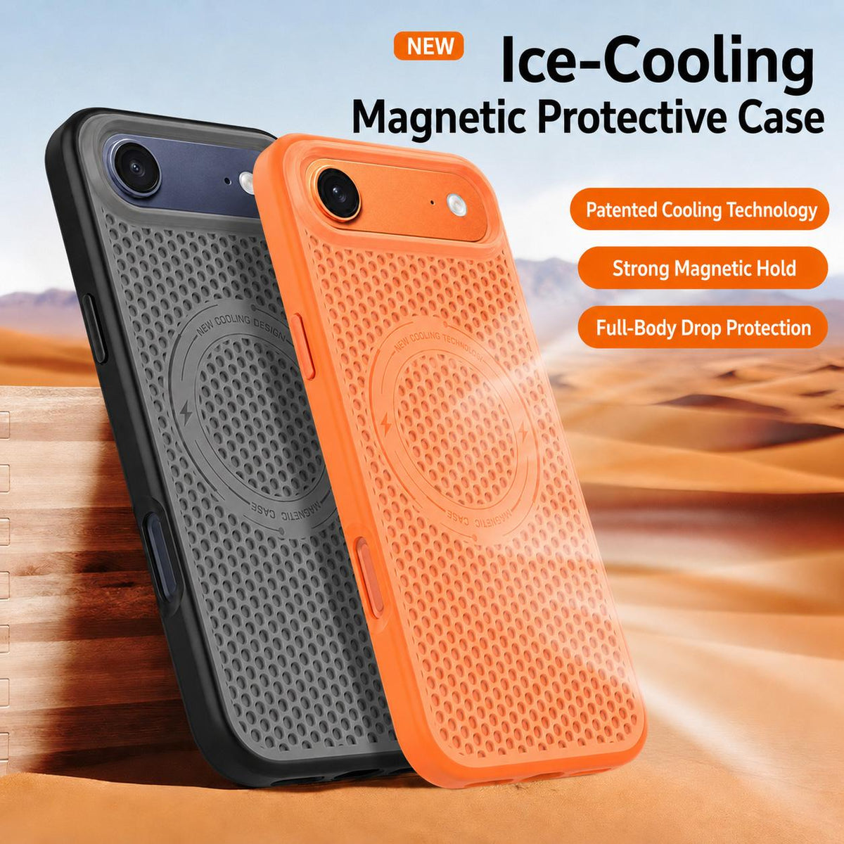For iPhone Air Ice Feeling Cooling Magnetic Shockproof Phone Case - Grey - EDA009845717D