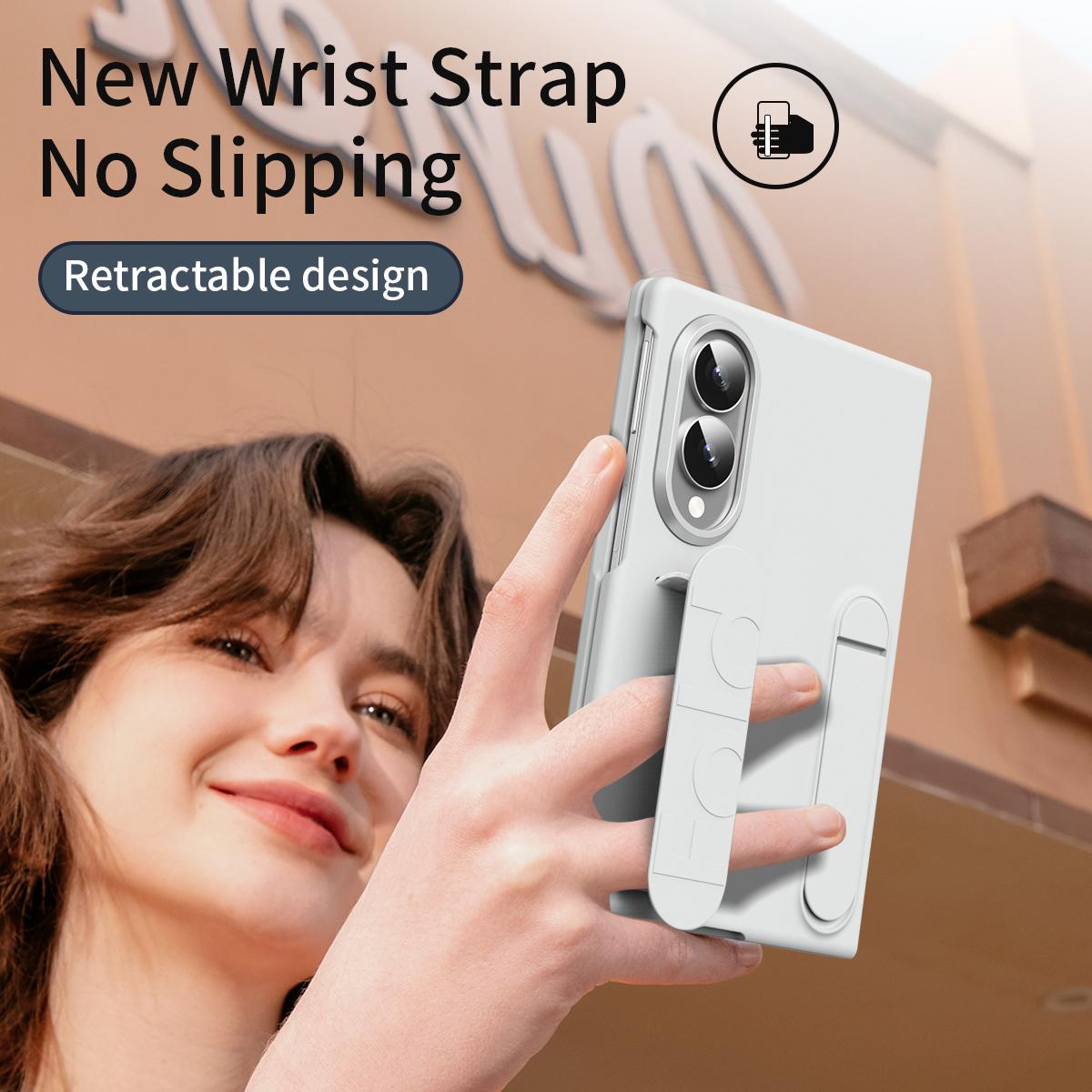 For Galaxy Z Fold8 5G Star Pattern Wristband Holder Integrated Film Phone Case - White - EDA009849801A
