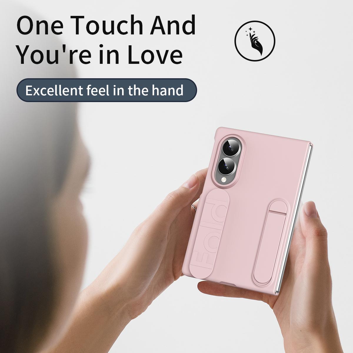 For Galaxy Z Fold8 5G Star Pattern Wristband Holder Integrated Film Phone Case - Pink - EDA009849801B