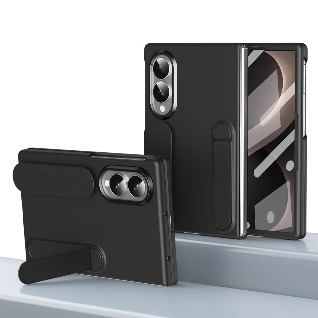 For Galaxy Z Fold8 5G Star Pattern Wristband Holder Integrated Film Phone Case - Black - EDA009849801C