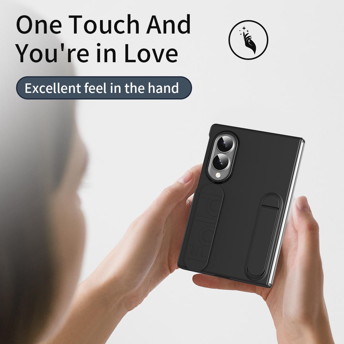For Galaxy Z Fold8 5G Star Pattern Wristband Holder Integrated Film Phone Case - Black - EDA009849801C