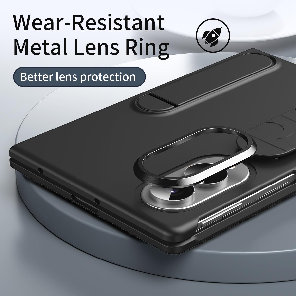 For Galaxy Z Fold8 5G Star Pattern Wristband Holder Integrated Film Phone Case - Black - EDA009849801C