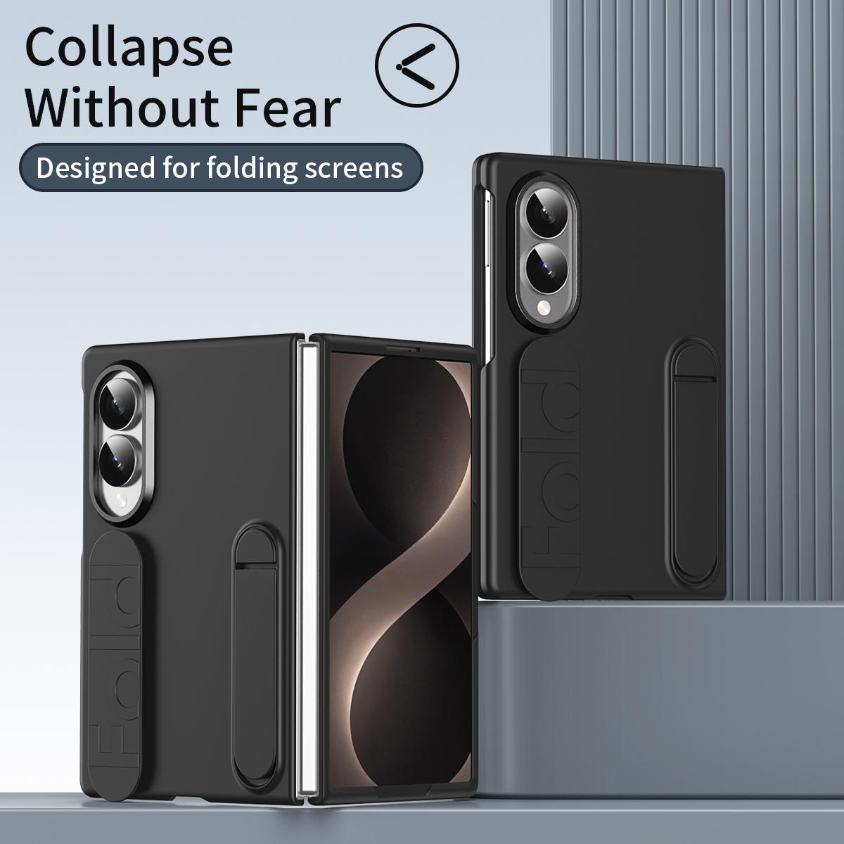 For Galaxy Z Fold8 5G Star Pattern Wristband Holder Integrated Film Phone Case - Black - EDA009849801C
