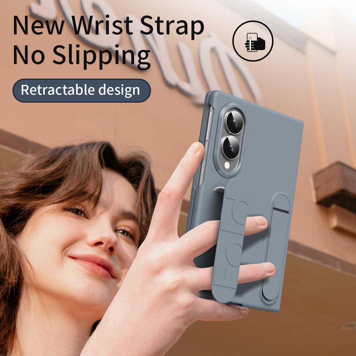 For Galaxy Z Fold8 5G Star Pattern Wristband Holder Integrated Film Phone Case - Grey - EDA009849801D