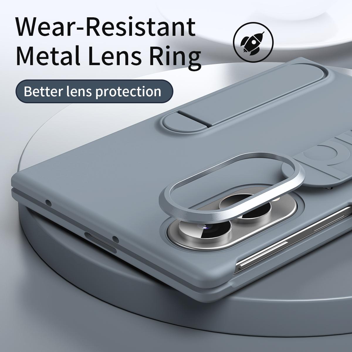 For Galaxy Z Fold8 5G Star Pattern Wristband Holder Integrated Film Phone Case - Grey - EDA009849801D