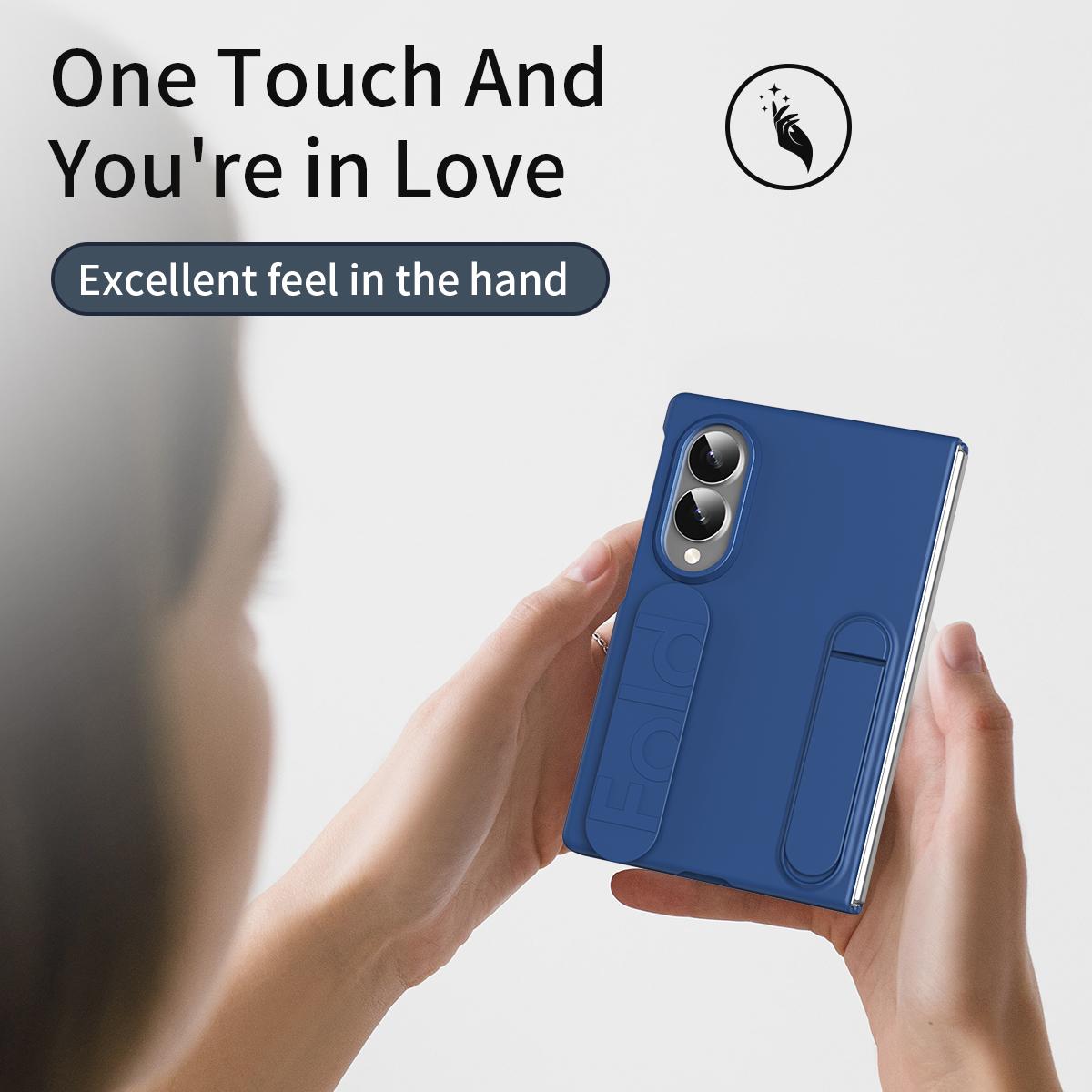 For Galaxy Z Fold8 5G Star Pattern Wristband Holder Integrated Film Phone Case - Blue - EDA009849801E