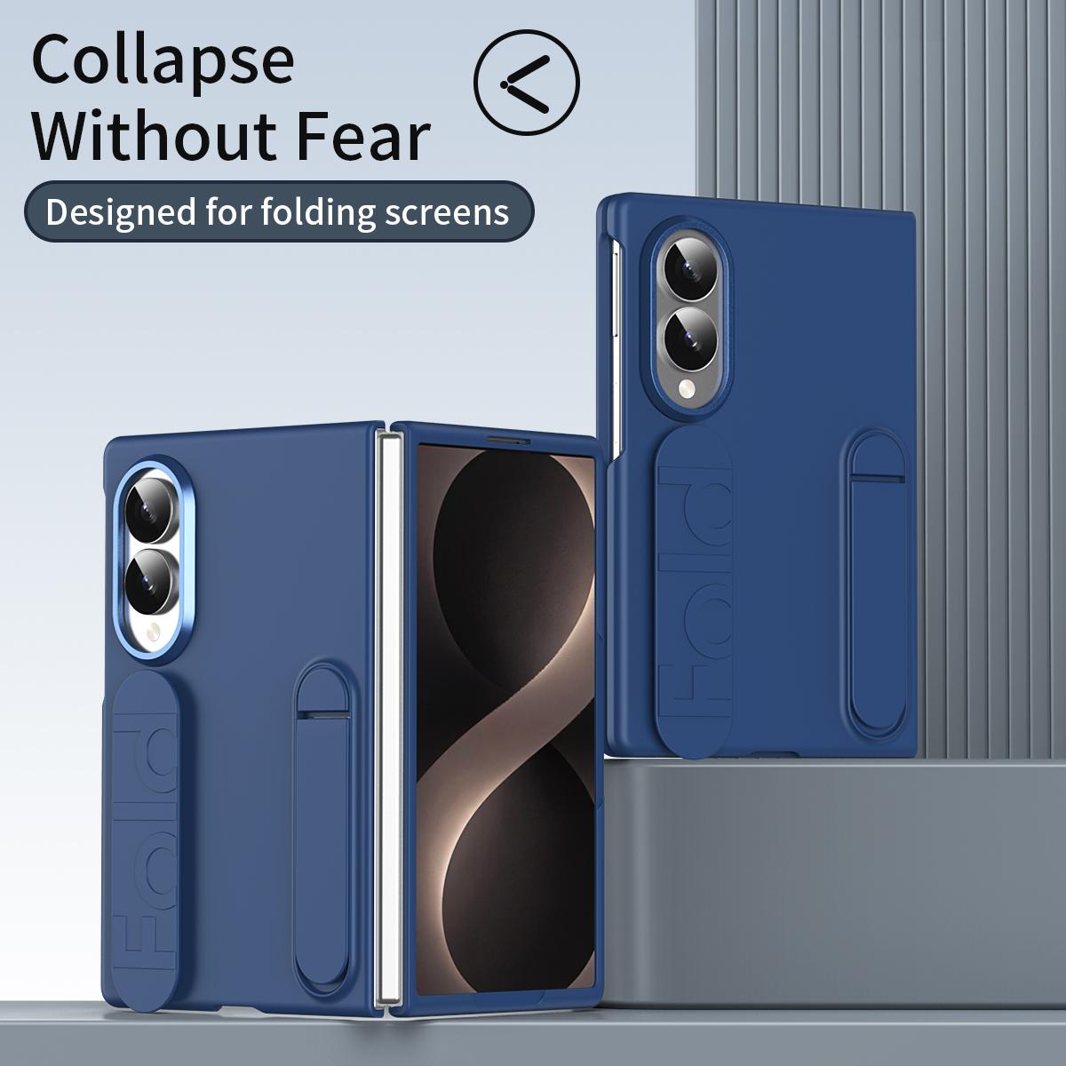 For Galaxy Z Fold8 5G Star Pattern Wristband Holder Integrated Film Phone Case - Blue - EDA009849801E