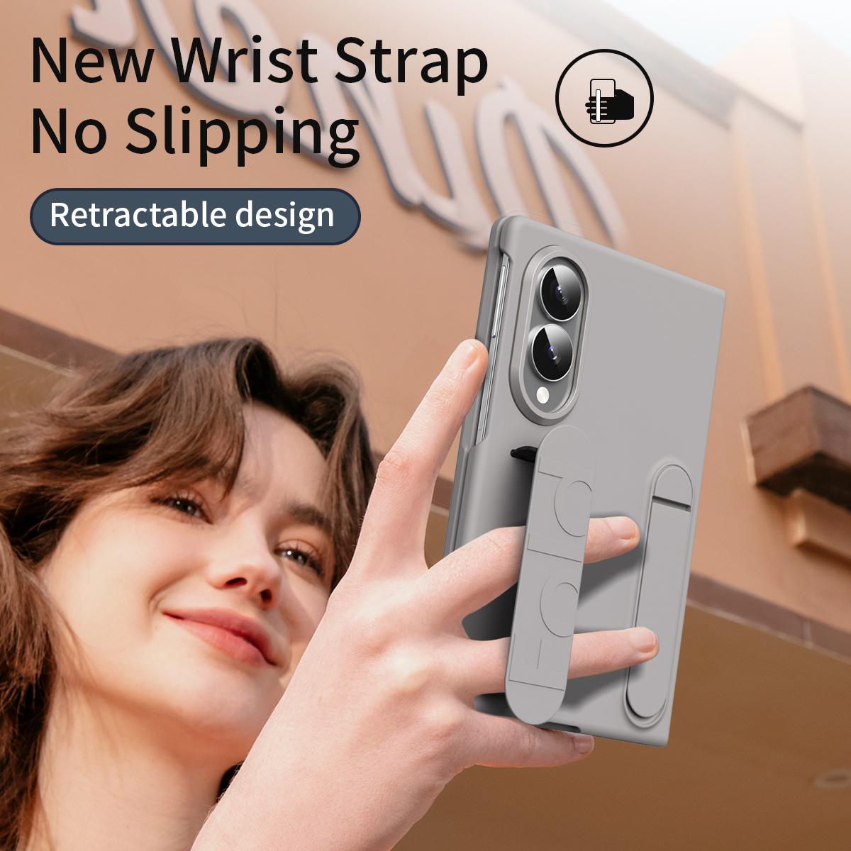 For Galaxy Z Fold8 5G Star Pattern Wristband Holder Integrated Film Phone Case - Titanium Gray - EDA009849801F