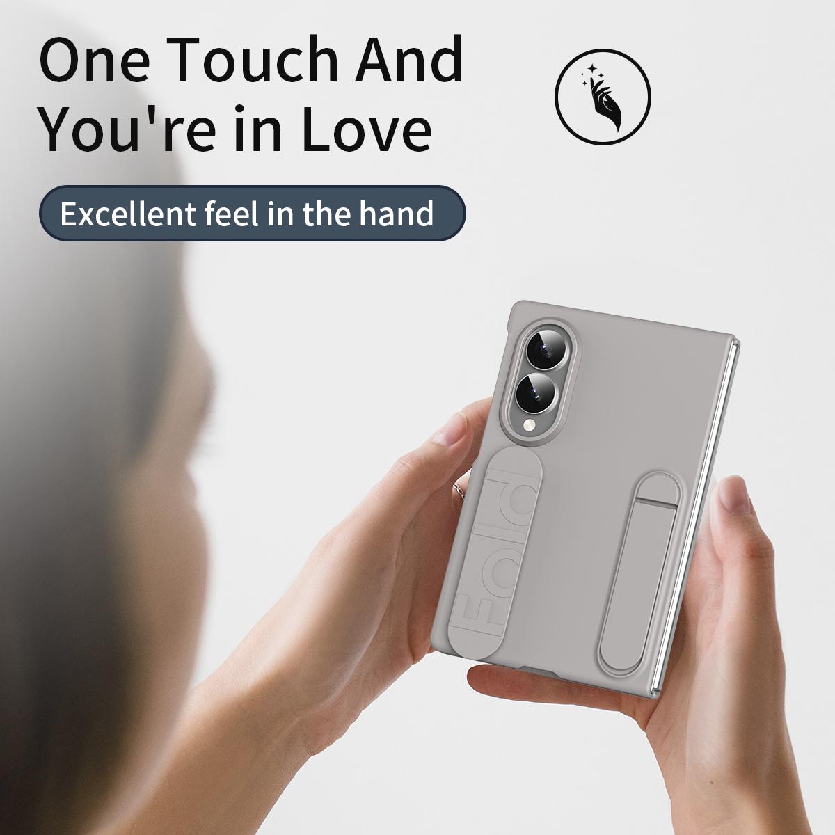 For Galaxy Z Fold8 5G Star Pattern Wristband Holder Integrated Film Phone Case - Titanium Gray - EDA009849801F