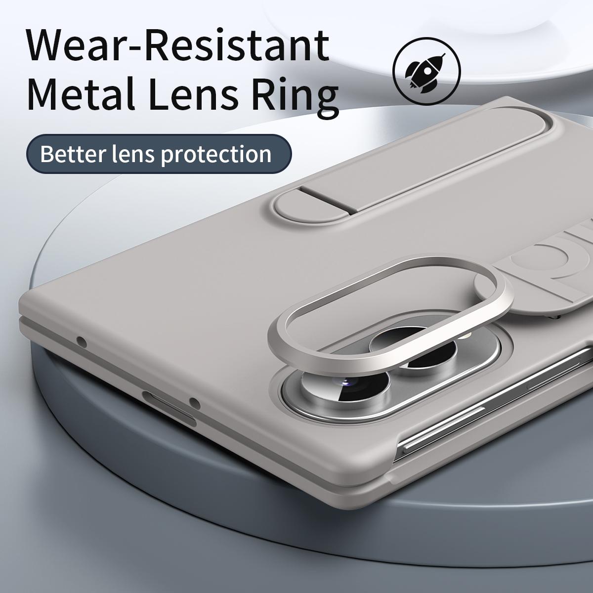 For Galaxy Z Fold8 5G Star Pattern Wristband Holder Integrated Film Phone Case - Titanium Gray - EDA009849801F