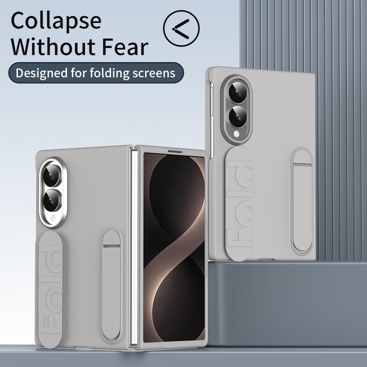 For Galaxy Z Fold8 5G Star Pattern Wristband Holder Integrated Film Phone Case - Titanium Gray - EDA009849801F