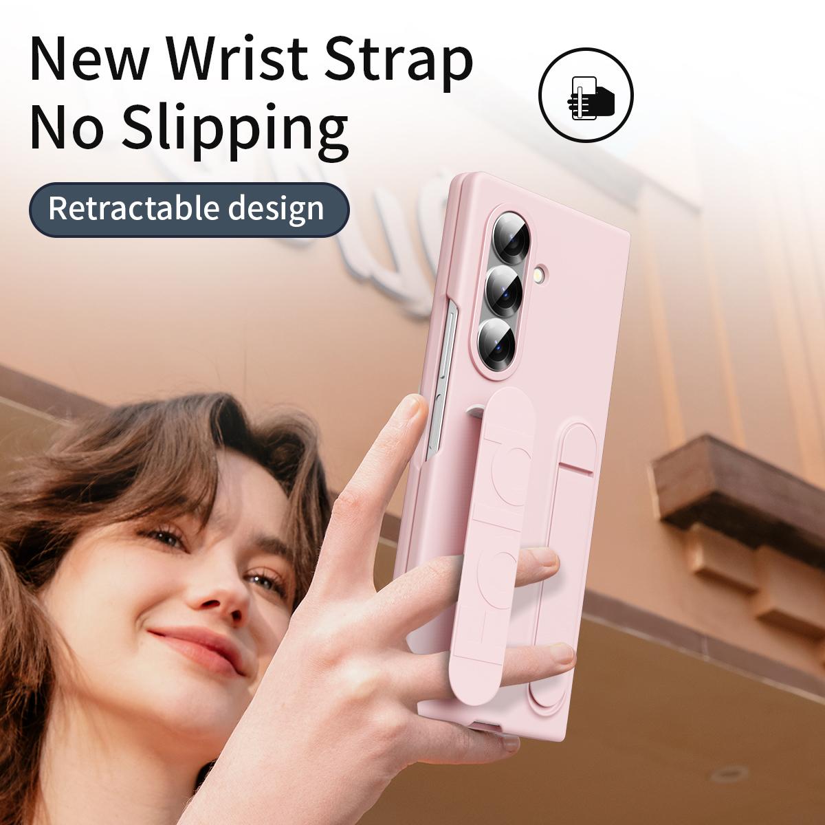 For Galaxy Z Fold8 Ultra 5G Star Pattern Wristband Holder Integrated Film Phone Case - Pink - EDA009849802B