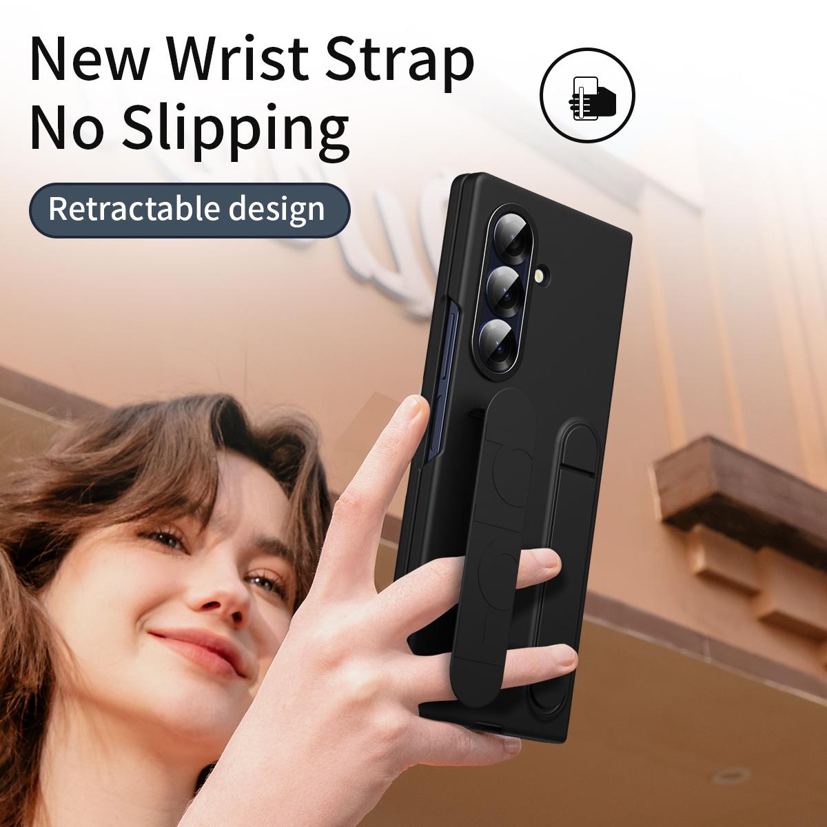 For Galaxy Z Fold8 Ultra 5G Star Pattern Wristband Holder Integrated Film Phone Case - Black - EDA009849802C