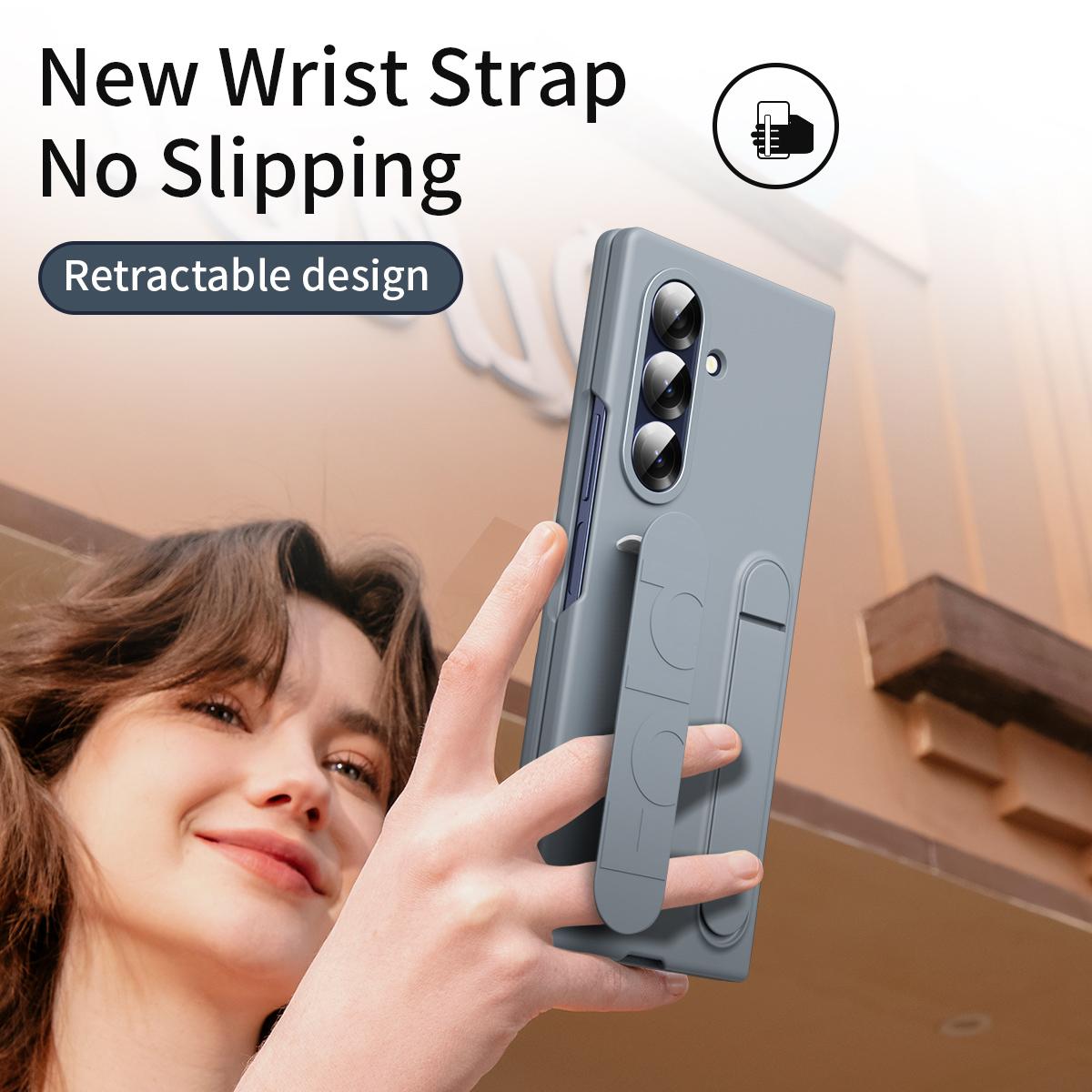For Galaxy Z Fold8 Ultra 5G Star Pattern Wristband Holder Integrated Film Phone Case - Grey - EDA009849802D