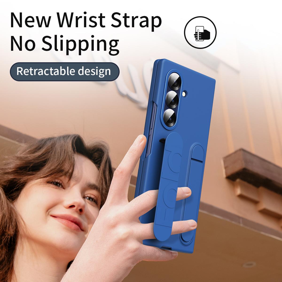 For Galaxy Z Fold8 Ultra 5G Star Pattern Wristband Holder Integrated Film Phone Case - Blue - EDA009849802E