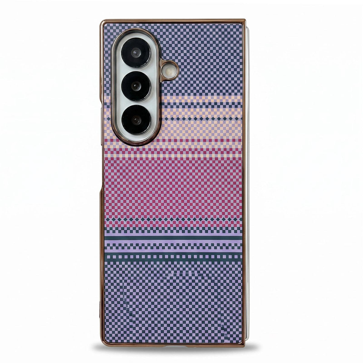 For Galaxy Z Fold8 Ultra 5G Rainbow Kevlar-Plaid Magnetic PC Integrated Film Phone Case - Purple - EDA009852401E