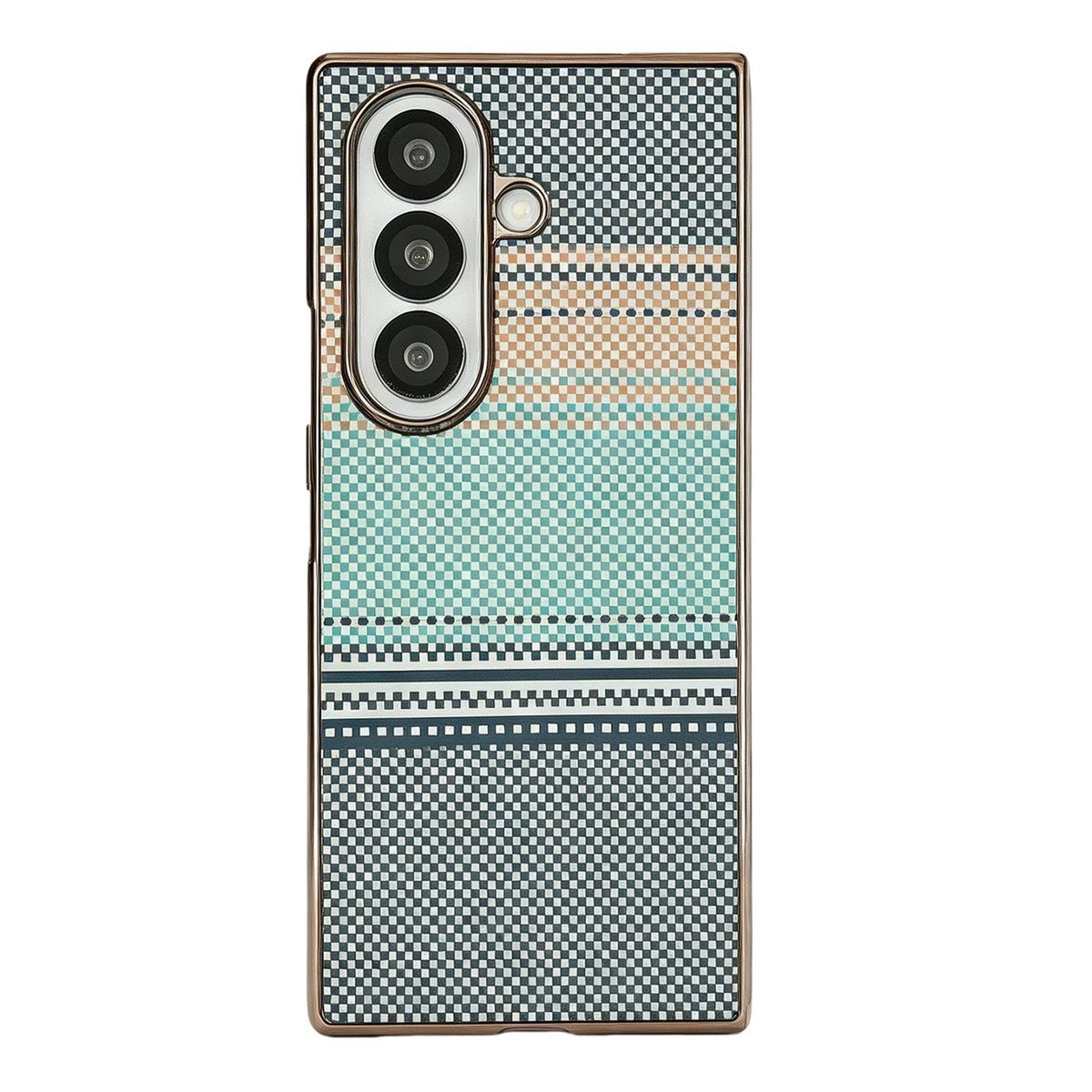 For Galaxy Z Fold6 5G Rainbow Kevlar-Plaid Magnetic PC Integrated Film Phone Case - Light Blue - EDA009852403D