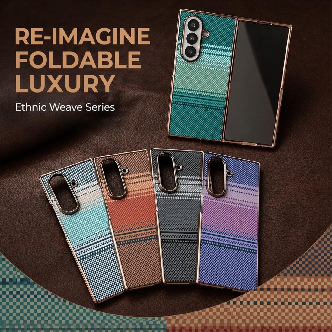 For Galaxy Z Fold8 Ultra 5G Rainbow Kevlar-Plaid Magnetic PC Integrated Film Phone Case - Blue - EDA009852401A