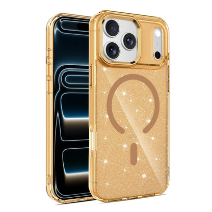 For iPhone 17 Pro Luxury Glitter TPU + PC Magnetic Phone Case - Gold - EDA009853302B