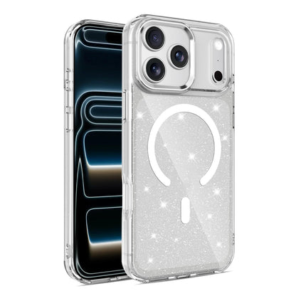 For iPhone 17 Pro Luxury Glitter TPU + PC Magnetic Phone Case - Transparent - EDA009853302D