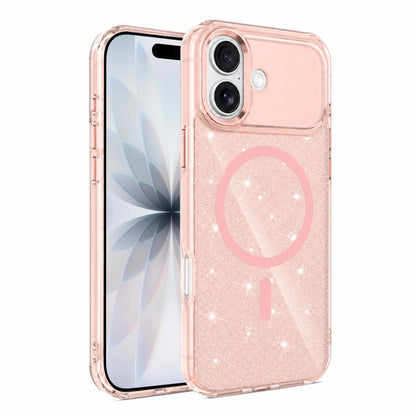 For iPhone 17 Luxury Glitter TPU + PC Magnetic Phone Case - Pink - EDA009853303C