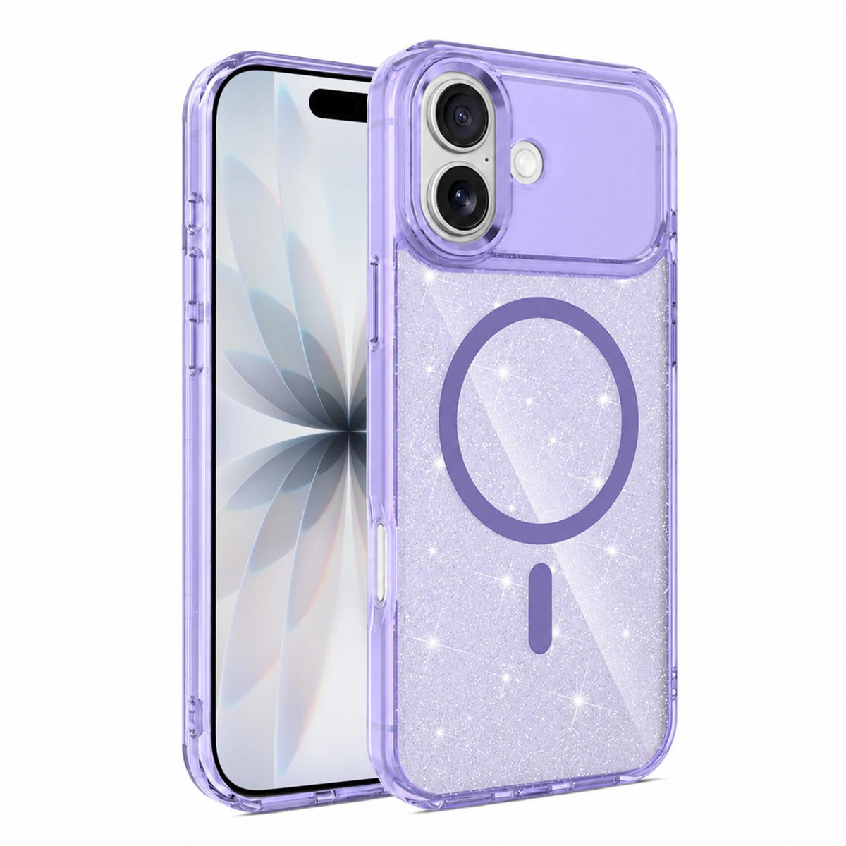 For iPhone 17 Luxury Glitter TPU + PC Magnetic Phone Case - Purple - EDA009853303E