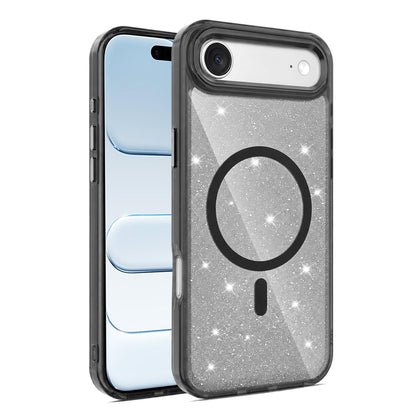 For iPhone Air Luxury Glitter TPU + PC Magnetic Phone Case - Black - EDA009853304A