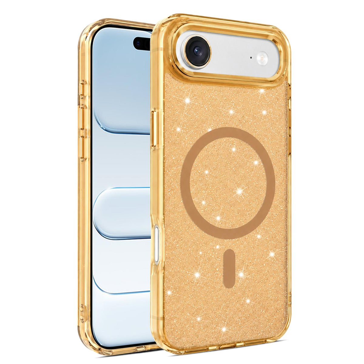 For iPhone Air Luxury Glitter TPU + PC Magnetic Phone Case - Gold - EDA009853304B