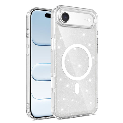 For iPhone Air Luxury Glitter TPU + PC Magnetic Phone Case - Transparent - EDA009853304D