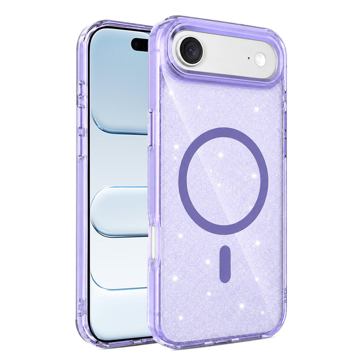 For iPhone Air Luxury Glitter TPU + PC Magnetic Phone Case - Purple - EDA009853304E