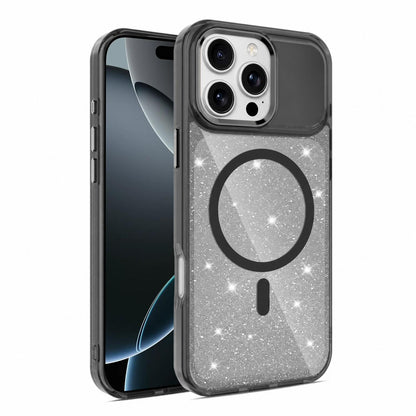 For iPhone 16 Pro Luxury Glitter TPU + PC Magnetic Phone Case - Black - EDA009853306A