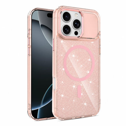 For iPhone 16 Pro Luxury Glitter TPU + PC Magnetic Phone Case - Pink - EDA009853306C