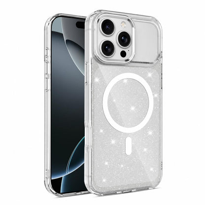 For iPhone 16 Pro Luxury Glitter TPU + PC Magnetic Phone Case - Transparent - EDA009853306D