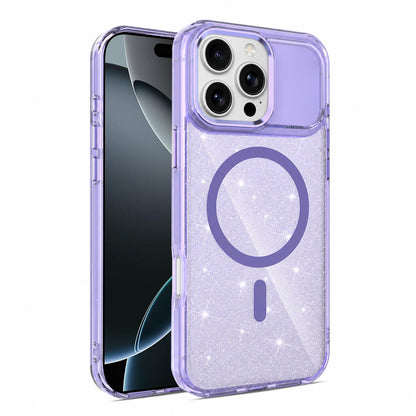 For iPhone 16 Pro Luxury Glitter TPU + PC Magnetic Phone Case - Purple - EDA009853306E