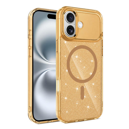 For iPhone 16 Plus Luxury Glitter TPU + PC Magnetic Phone Case - Gold - EDA009853307B