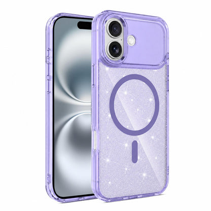 For iPhone 16 Plus Luxury Glitter TPU + PC Magnetic Phone Case - Purple - EDA009853307E