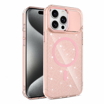 For iPhone 15 Pro Max Luxury Glitter TPU + PC Magnetic Phone Case - Pink - EDA009853309C